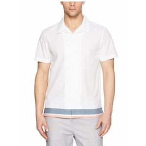 Calvin‎ Klein Mens XL White Short Sleeve Button Up Shirt